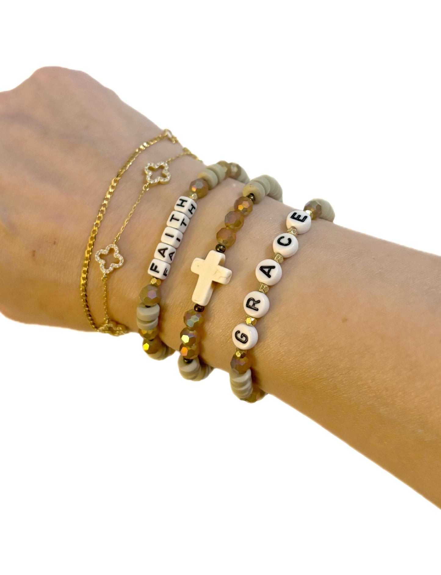 Howlite Cross Bracelet