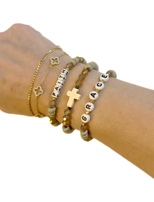 Faith • Grace • Cross Bracelet