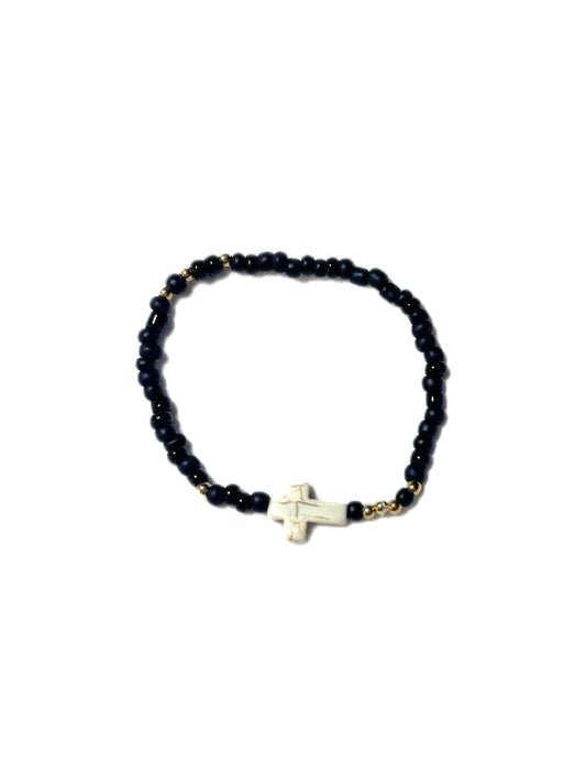 Black Howlite Cross Bracelet