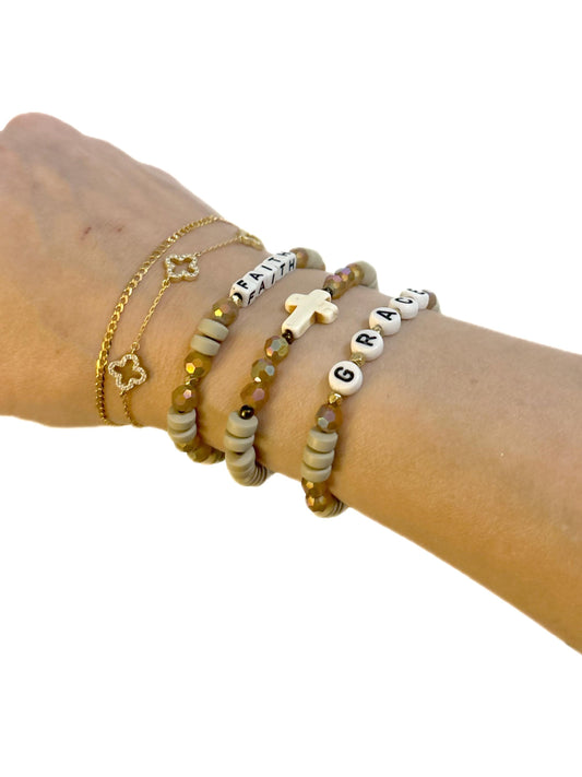 Faith • Grace • Cross Bracelet