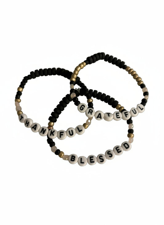 Thankful • Grateful • Blessed Bracelet