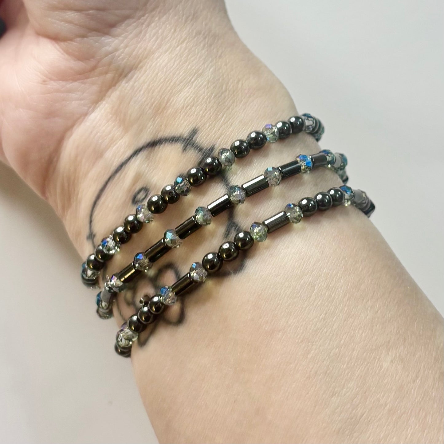 Mind • Body • Soul Bracelet Set – Hematite & Glass Beads