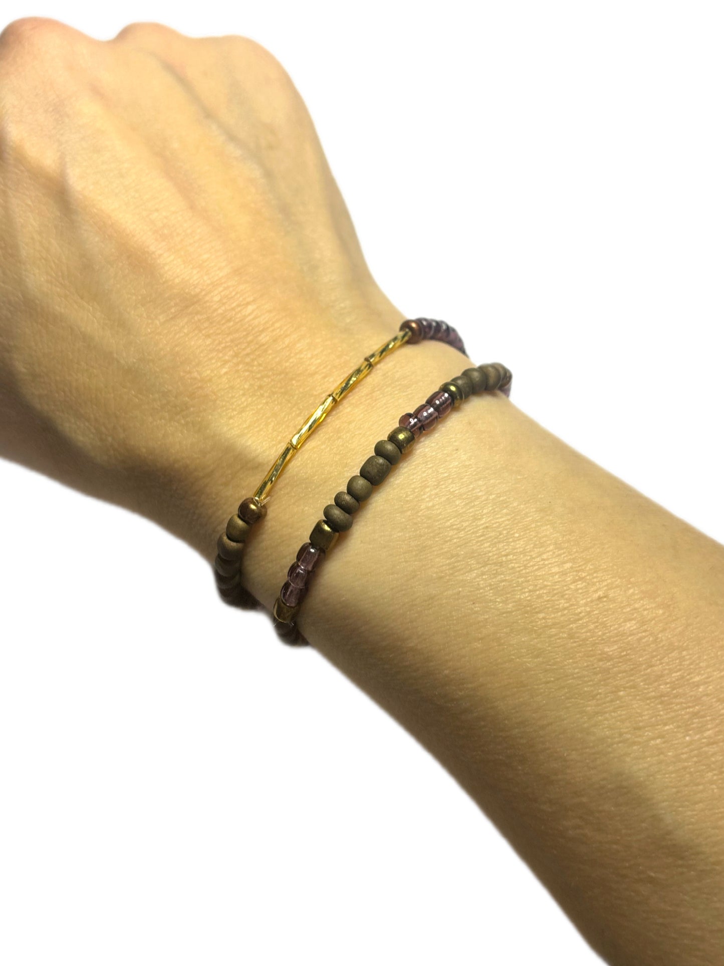 Dainty Brown & Plum Beaded Bracelets
