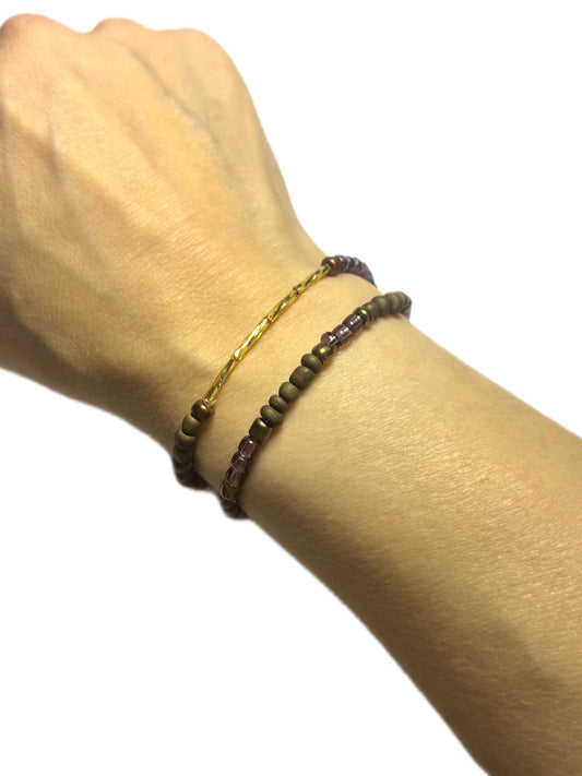 Dainty Brown & Plum Beaded Bracelets