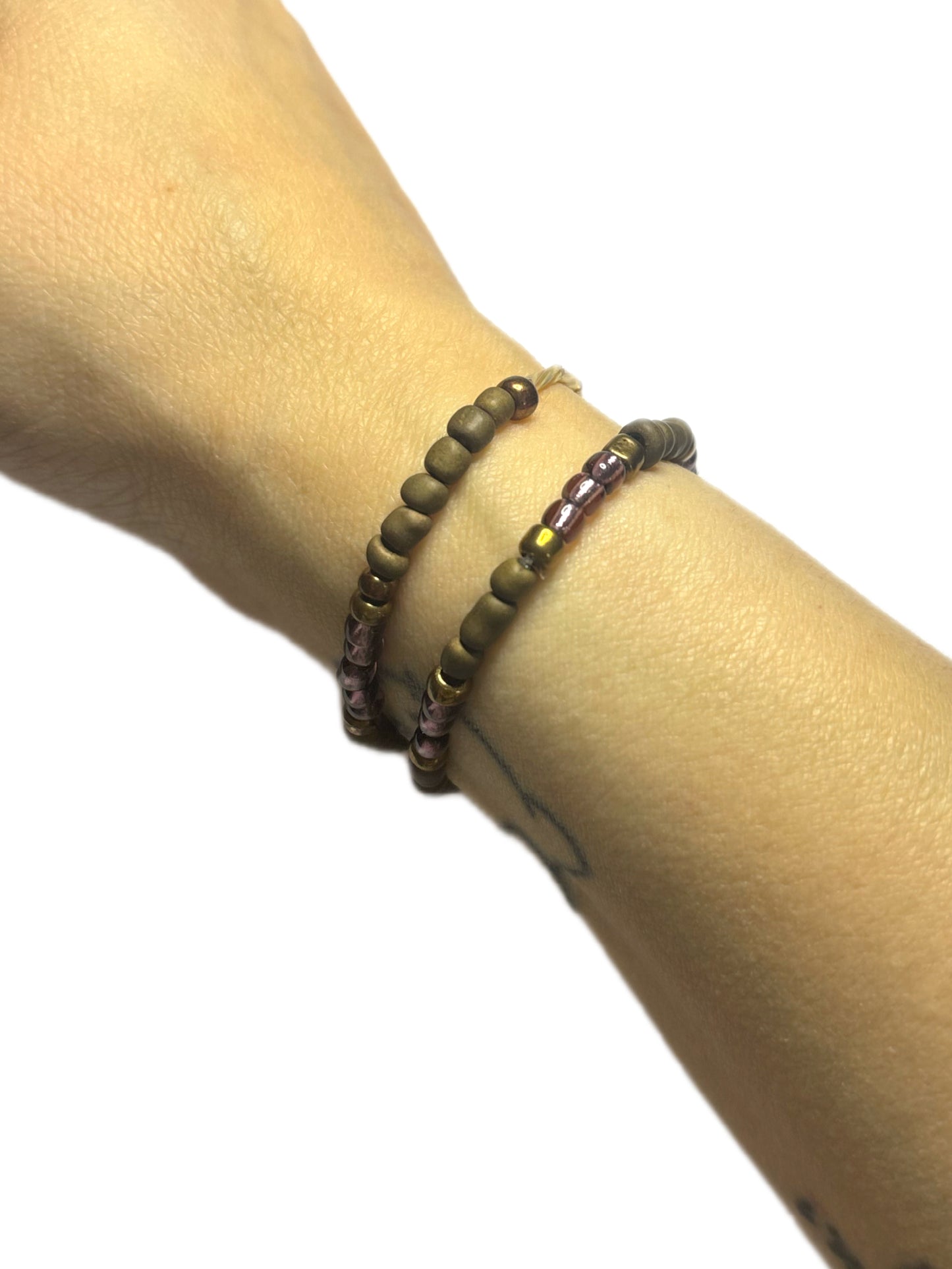 Dainty Brown & Plum Beaded Bracelets