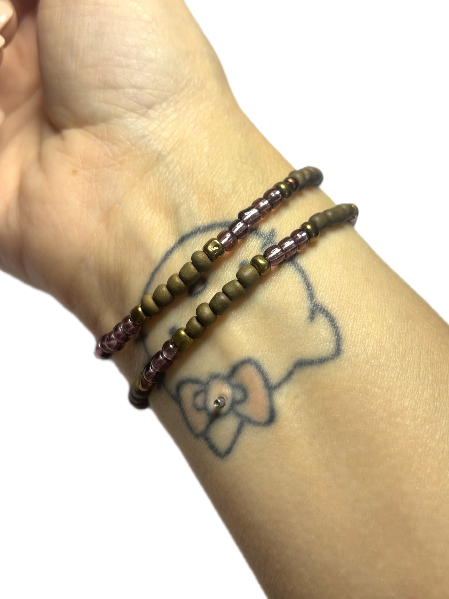 Dainty Brown & Plum Beaded Bracelets
