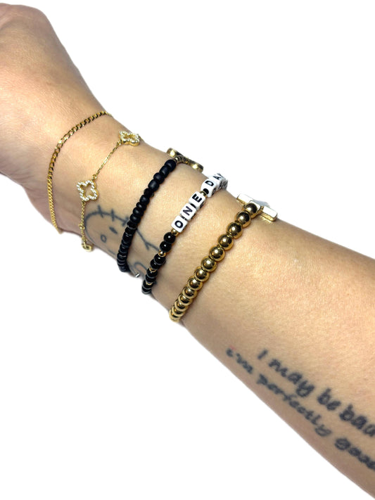 Blue Cross • Gold Bow • One Day at a Time Bracelet