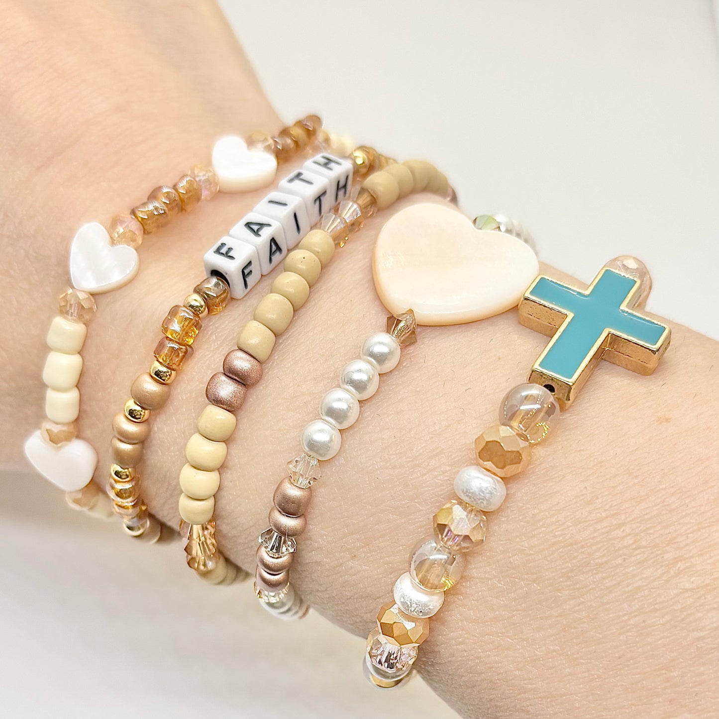 Faith Over Fear - 5 Bracelet Stack