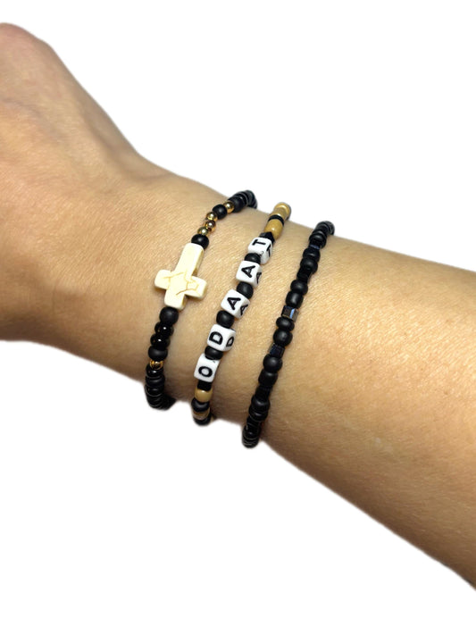 Black Howlite Cross Bracelet
