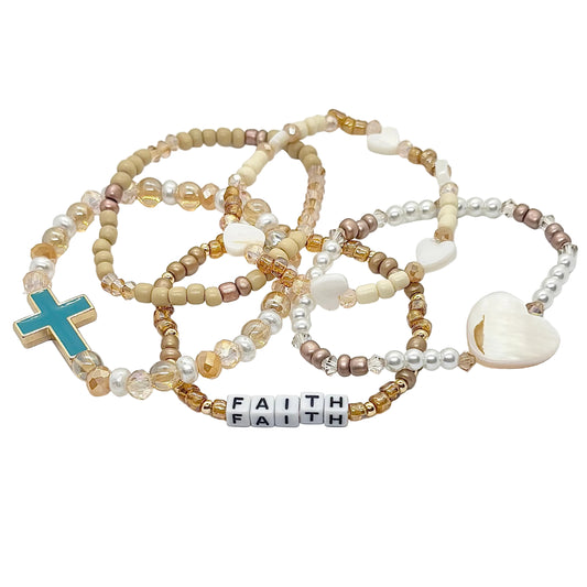 Faith Over Fear - 5 Bracelet Stack