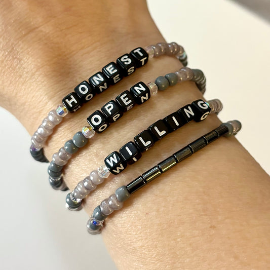Honest Open Willing Bracelet Stack – Recovery Jewelry by Hope & Hustle Co.