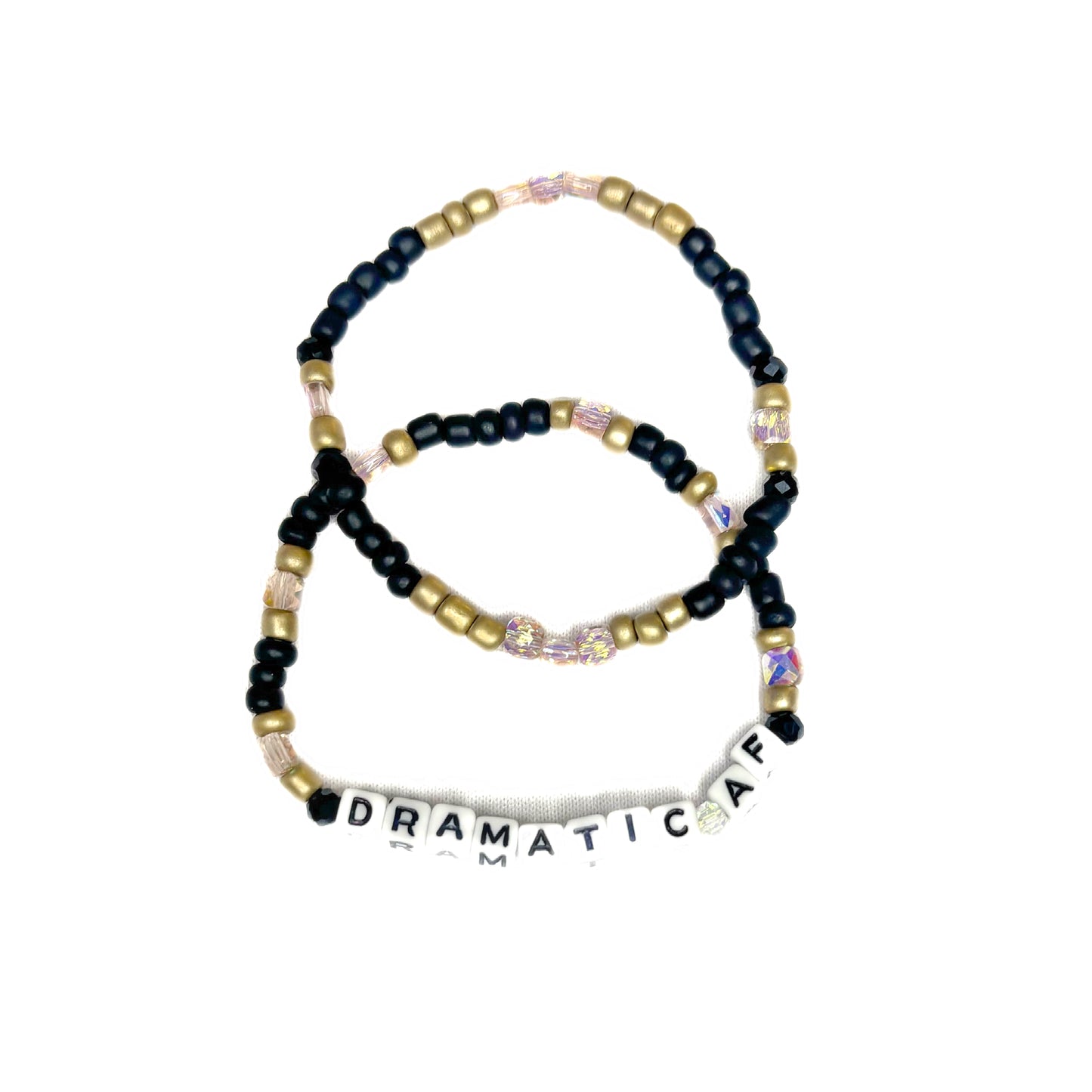 DRAMATIC AF Bracelet Stack – Matte Black, Gold & Pink Sparkle Beads | Hope & Hustle Co.